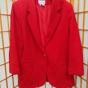 Vintage Block Island Petites Lightweight Wool Blazer Red Womens Size 10 Woolmark